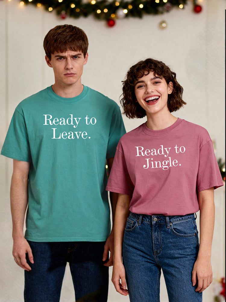 "Ready to Jingle" vs. "Ready to Leave" Vintage Wash Tee - The Ultimate Introvert vs. Extrovert Christmas Set