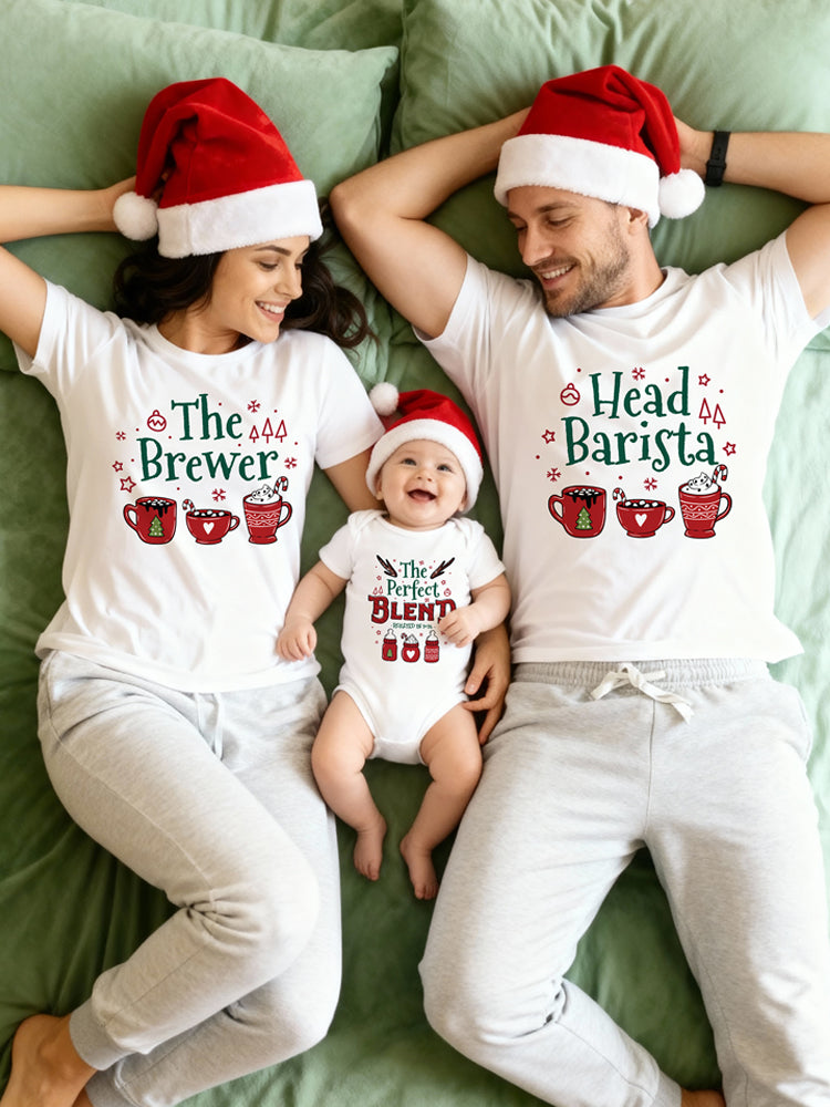 "The Perfect Blend" Coffee Theme Family Matching Set - The Ultimate Caffeine-Fueled Christmas Outfit