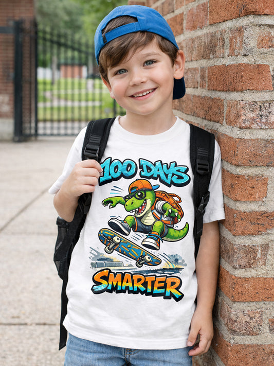 "100 Days Smarter" Skating T-Rex Youth Tee