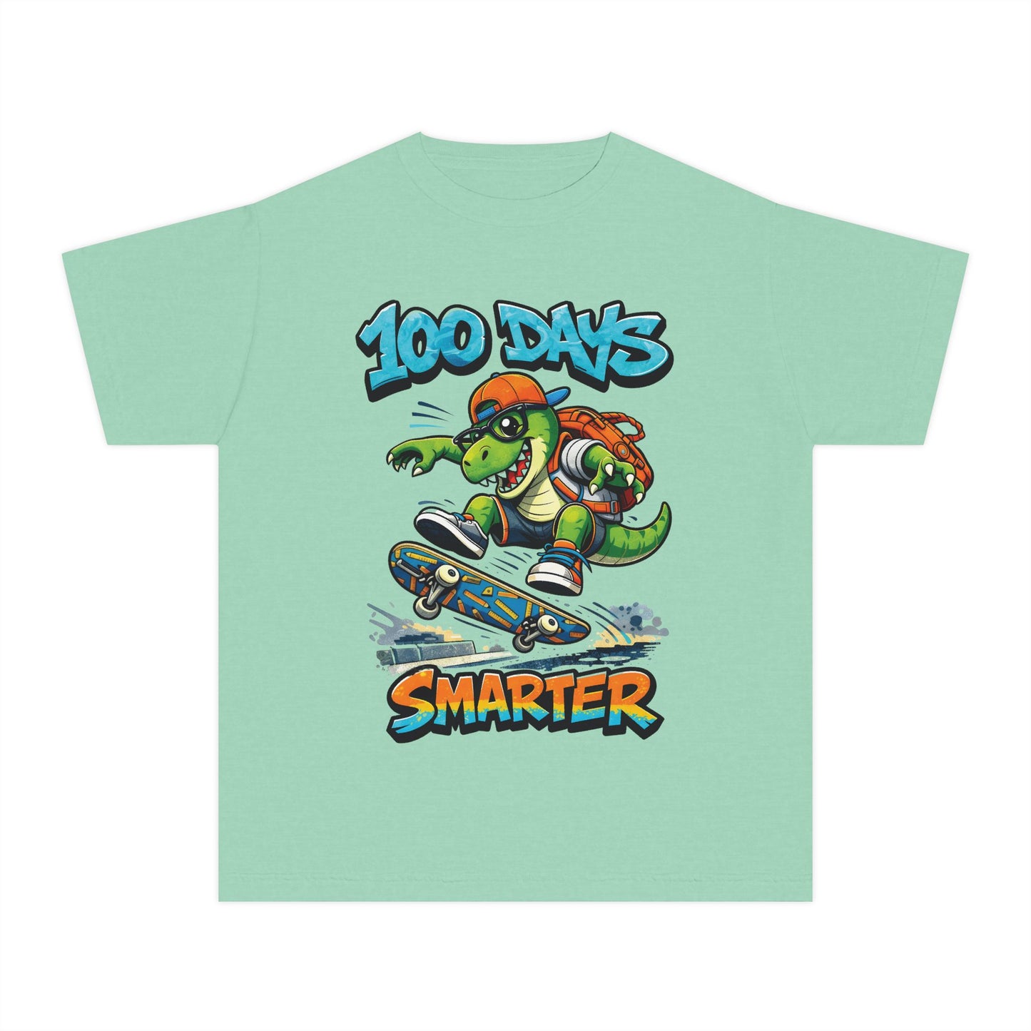 "100 Days Smarter" Skating T-Rex Youth Tee