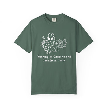 "Running On Caffeine & Christmas Chaos" Gingerbread Nurse Tee - The Ultimate Shift Survivor Gear