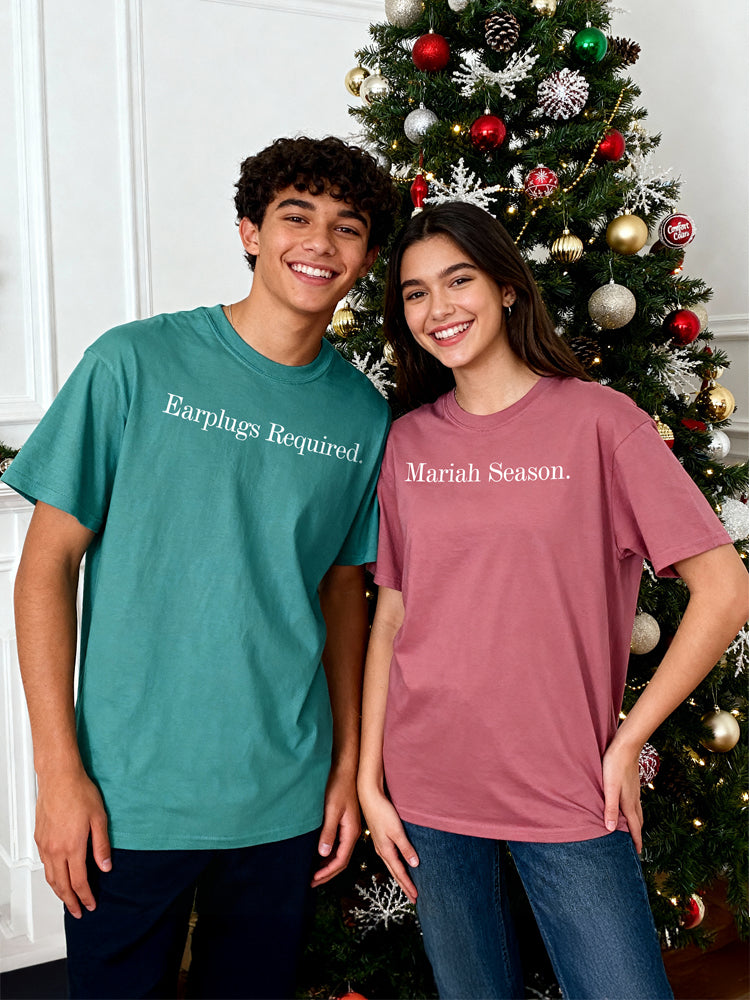 "Mariah Season" & "Earplugs Required" Matching Vintage Tees – The Ultimate "She’s Defrosting" Holiday Set
