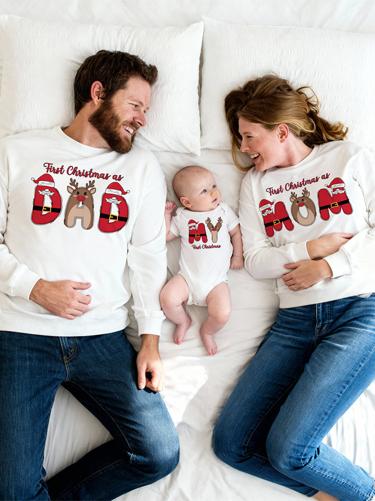 "First Christmas As..." Family Matching Set – The Official New Parent Holiday Uniform