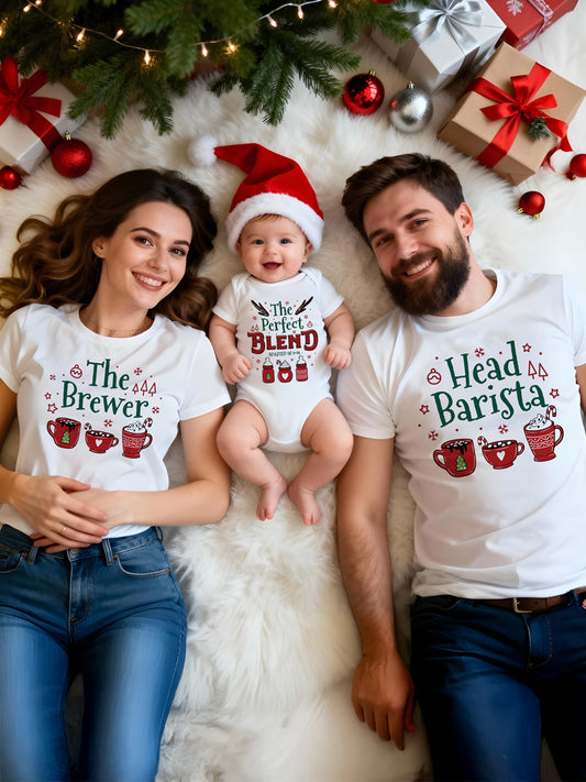 "The Perfect Blend" Coffee Theme Family Matching Set - The Ultimate Caffeine-Fueled Christmas Outfit