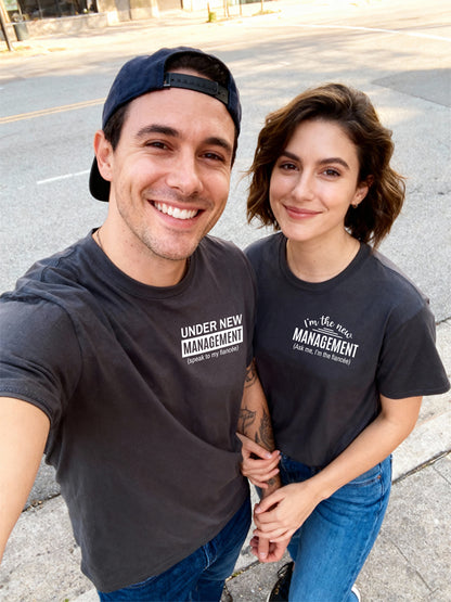 "Under New Management" Matching Vintage Wash Tees – The Official 'Just Engaged' Uniform