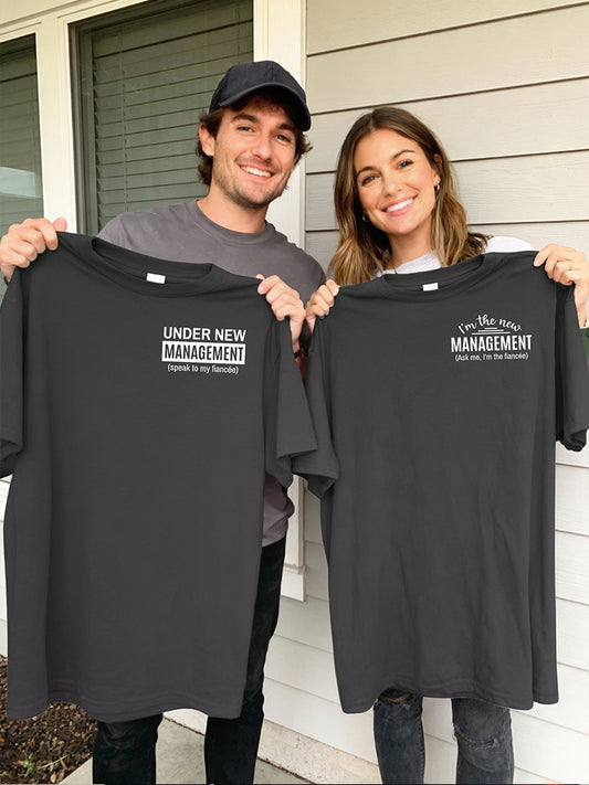 "Under New Management" Matching Vintage Wash Tees – The Official 'Just Engaged' Uniform